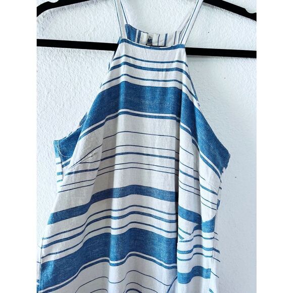 Francesca's Halter Midi Striped Blue Dress - Picture 1 of 6